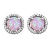 Round 2.00 ct Pink Opal Solitaire Earrings