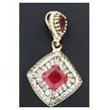 Elegant 4.68 ct Ruby & Topaz Baguette Pendant