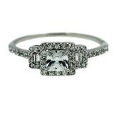 Princess Cut White Sapphire Designer Ring