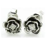 Antique Style Diamond Flower Earrings