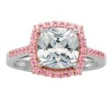 Cushion Diamondlite CZ & Pink Topaz Designer Ring