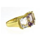 Genuine 8.00 ct Amethyst & White Topaz Ring