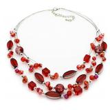 Red & Orange Large Triple Strand Necklace