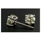 14kt Gold Brilliant 1.07 ct Diamond Stud Earrings