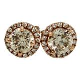 14kt Rose Gold Brilliant 2.62 ct Diamond Earrings