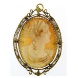 14kt Gold Antique Large 53 mm Cameo Brooch