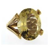 14kt Gold 23.87 ct Natural Citrine Solitaire Ring