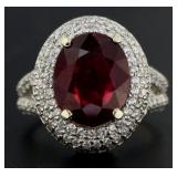 14kt Gold Oval 7.66 ct Ruby & Diamond Ring