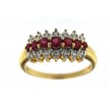 14kt Gold Natural Ruby & Diamond Anniversary Ring