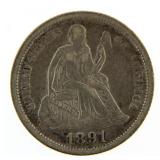 1891 Seated Liberty Silver Dime