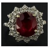 14kt Gold Oval 6.55 ct Ruby & Diamond Ring