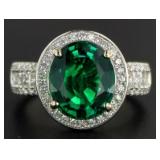 14kt Gold 5.15 ct Oval Emerald & Diamond Ring