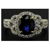 14kt Gold Oval 3.04 ct Sapphire & Diamond Ring