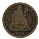 1874 Seated Liberty Silver Dime