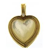 14kt Gold Large Mother Of Pearl & Diamond Pendant