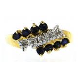 14kt Gold Genuine Sapphire & Diamond Ring