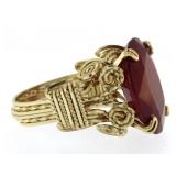 14kt Gold Oval 17.34 ct Ruby Antique Style Ring