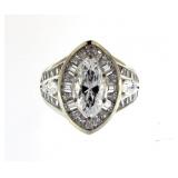 Fancy Marquise 3.35 ct White Topaz Baguette Ring