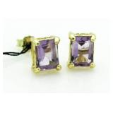 Emerald Cut 2.00 ct Genuine Amethyst Earrings