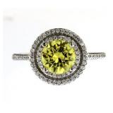 Round 3.30 ct Canary Yellow Designer Ring