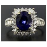 14kt Gold Oval 4.50 ct Sapphire & Diamond Ring