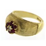 14kt Gold Vintage Natural Ruby & Diamond Ring