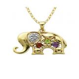 Genuine Gemstone & Diamond Accent Elephant Pendant