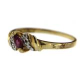 10kt Gold Natural Tourmaline & Diamond Ring