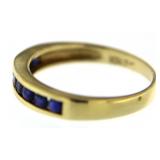 10kt Gold Channel Set Genuine Sapphire Ring