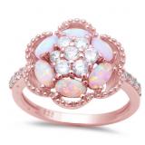 Quality Pink Opal Antique Style Flower Ring