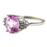 10kt Gold Oval Pink Sapphire & Diamond Ring