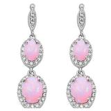 Elegant 4.00 ct Pink Opal Dangle Earrings