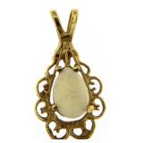 14kt Gold Vintage Fire Opal Filligree Pendant