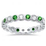 Antique Style Emerald Eternity Band