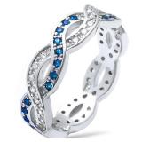 Elegant Blue & White Sapphire Eternity Band