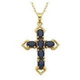 Genuine 2.50 ct Sapphire Cross Pendant