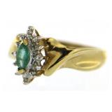 10kt Gold Natural Emerald & Diamond Ring