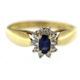 14kt Gold Natural Sapphire & Diamond Ring