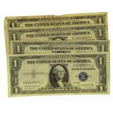 (4) 1935 A-E-G & H $1 Silver Certificates