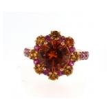 Oval 4.16 ct Klinohumite & Pink Topaz Ring