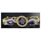 Round & Pear Cut 18.44 ct Amethyst Bracelet