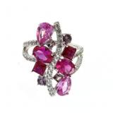 Graduated 2.47 ct Pink Tourmaline Designer Ring