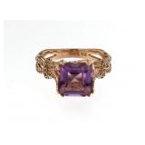 Asscher Cut 3.00 ct Amethyst Designer Ring