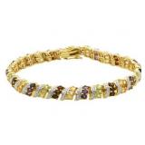 Genuine 9.57 ct Gemstone & Diamond Accent Bracelet