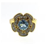 Genuine 2.50 ct Blue Topaz & Diamond Accent Ring