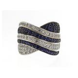 Blue & White Sapphire 2.00 ct  Wave Link Ring