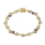 Genuine Amethyst & Diamond Accent Bracelet