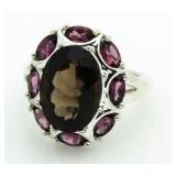 Oval 6.25 ct Smoky Topaz & Amethyst Ring