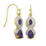 Genuine African Amethyst & Diamond Accent Earrings