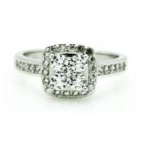 Cushion Cut 1.50 ct White Topaz Cluster Ring